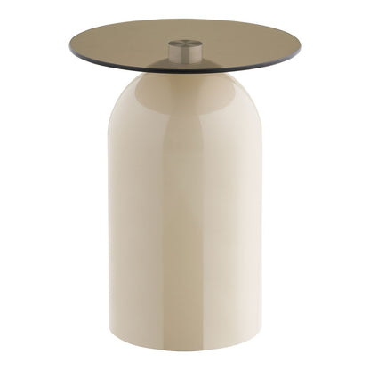 Ravello Bijzettafel, gehard glas/metaal, grijs/beige, ø40x52 cm