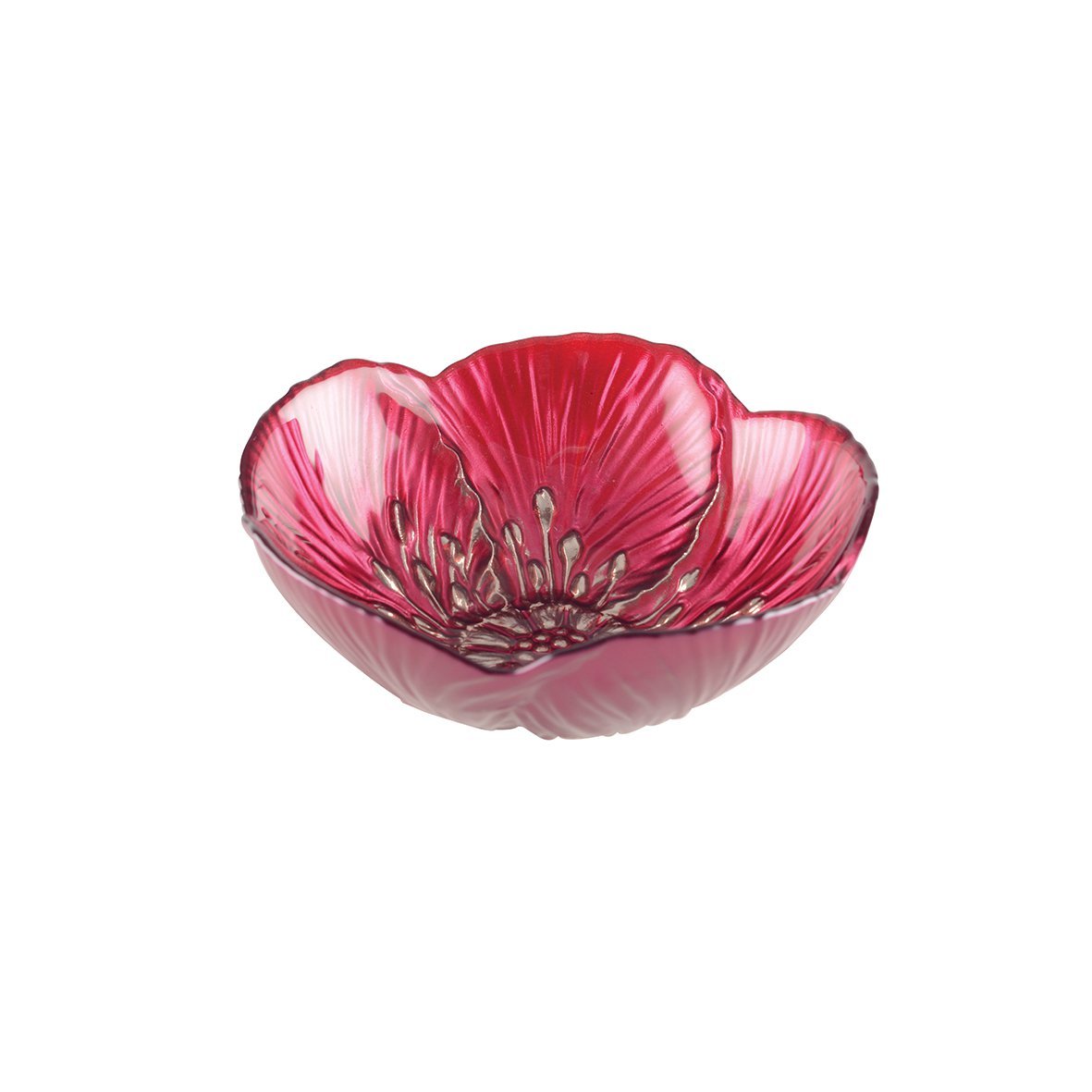 Schaal bloemvorm 16x16x5 cm fuchsia glas