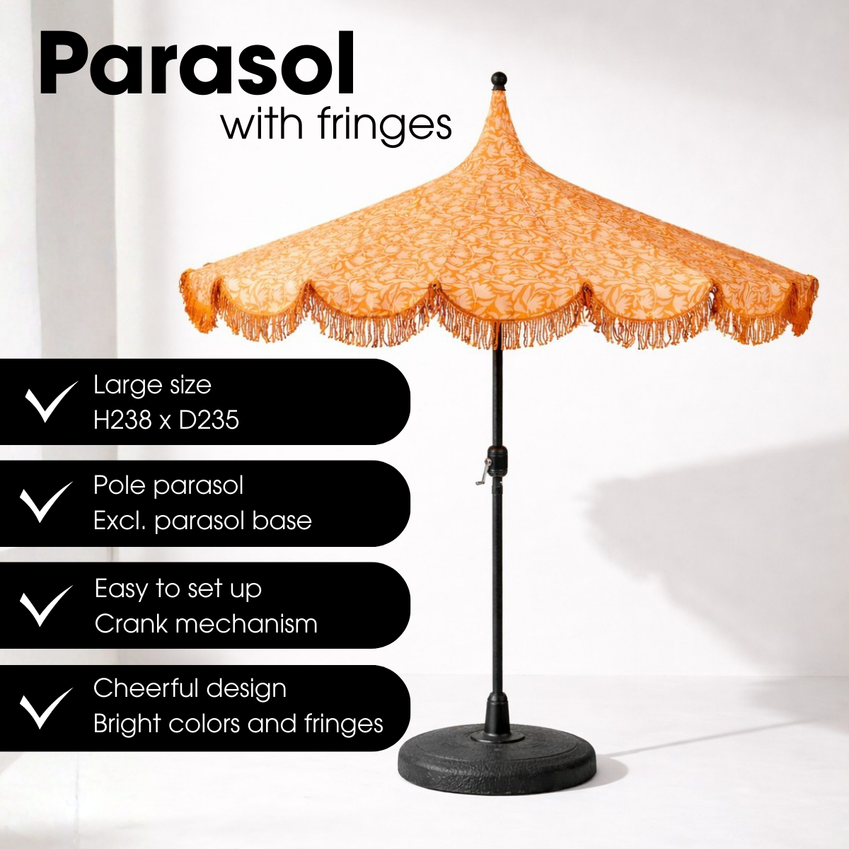 Parasol 235 cm oranje polyester