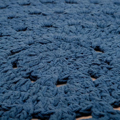 Vloerkleed rond 120 cm katoen blauw gehaakt