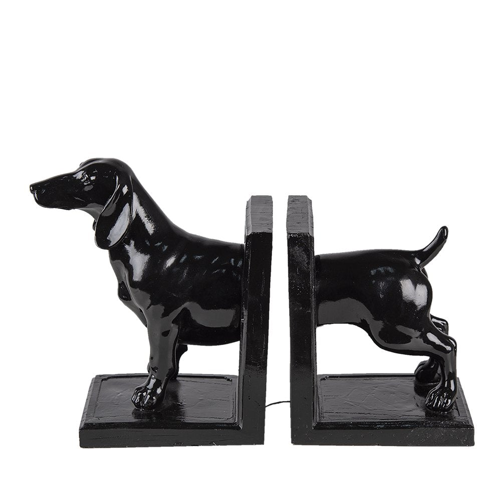 Boekensteunen set van 2 hond 25x9x15 cm zwart polyresin