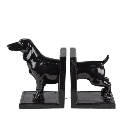 Boekensteunen set van 2 hond 25x9x15 cm zwart polyresin