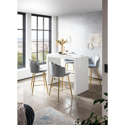 Bartafel 130x60x105 cm wit hoogglans MDF staal