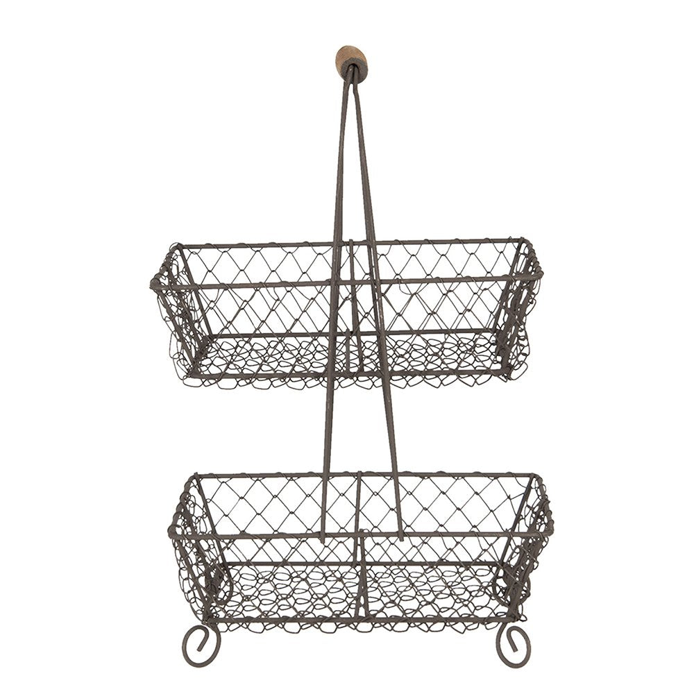 Etagère 2 laags 23x15x37 cm Zwart IJzer fruitschaal etagère