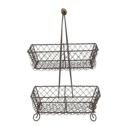 Etagère 2 laags 23x15x37 cm Zwart IJzer fruitschaal etagère