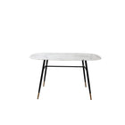 Eettafel 140x90 cm glasblad marmerlook metaal zwart wit