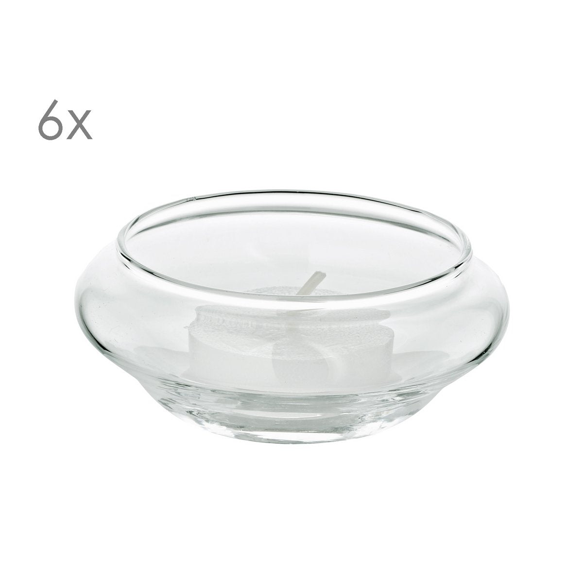 Theelichthouders drijvend glas set van 6 Ø8x4 cm