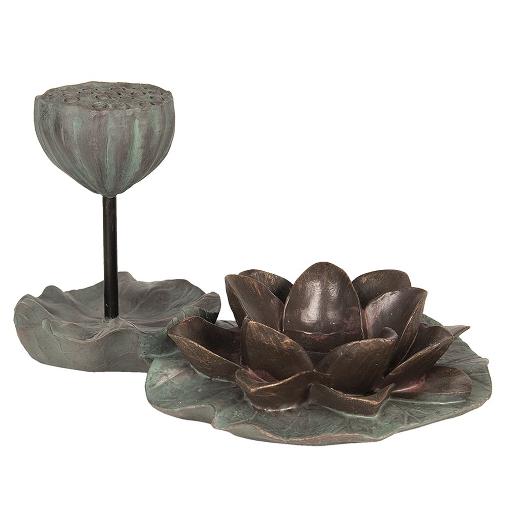 Theelichthouder Bloem 26x17x14 cm Grijs Bruin Kunststof Waxinelichthouder