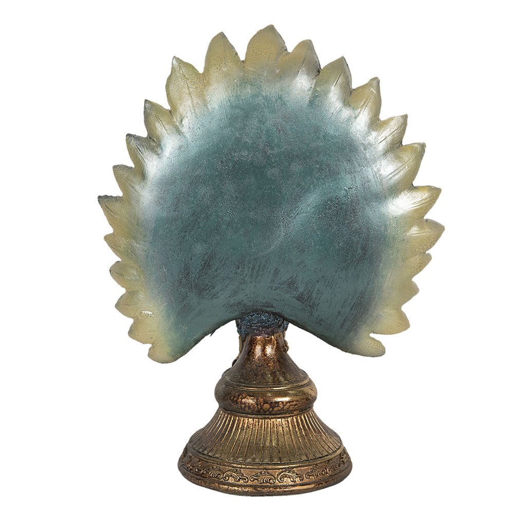 Beeld Pauw 22x12x30 cm Blauw Goudkleurig Kunststof Woonaccessoires
