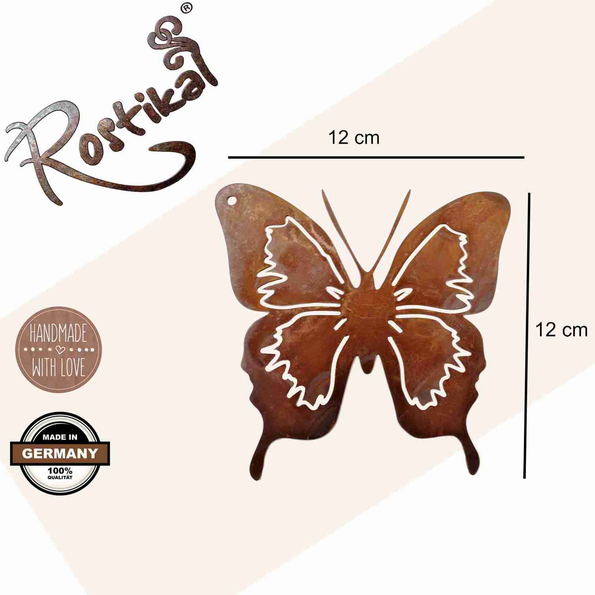 Decoratieve vlinder roest 12x12 cm
