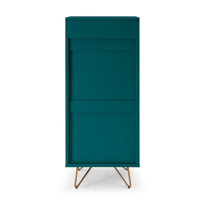 Ladekast 45x40x110 cm blauw met spiegel MDF metaal