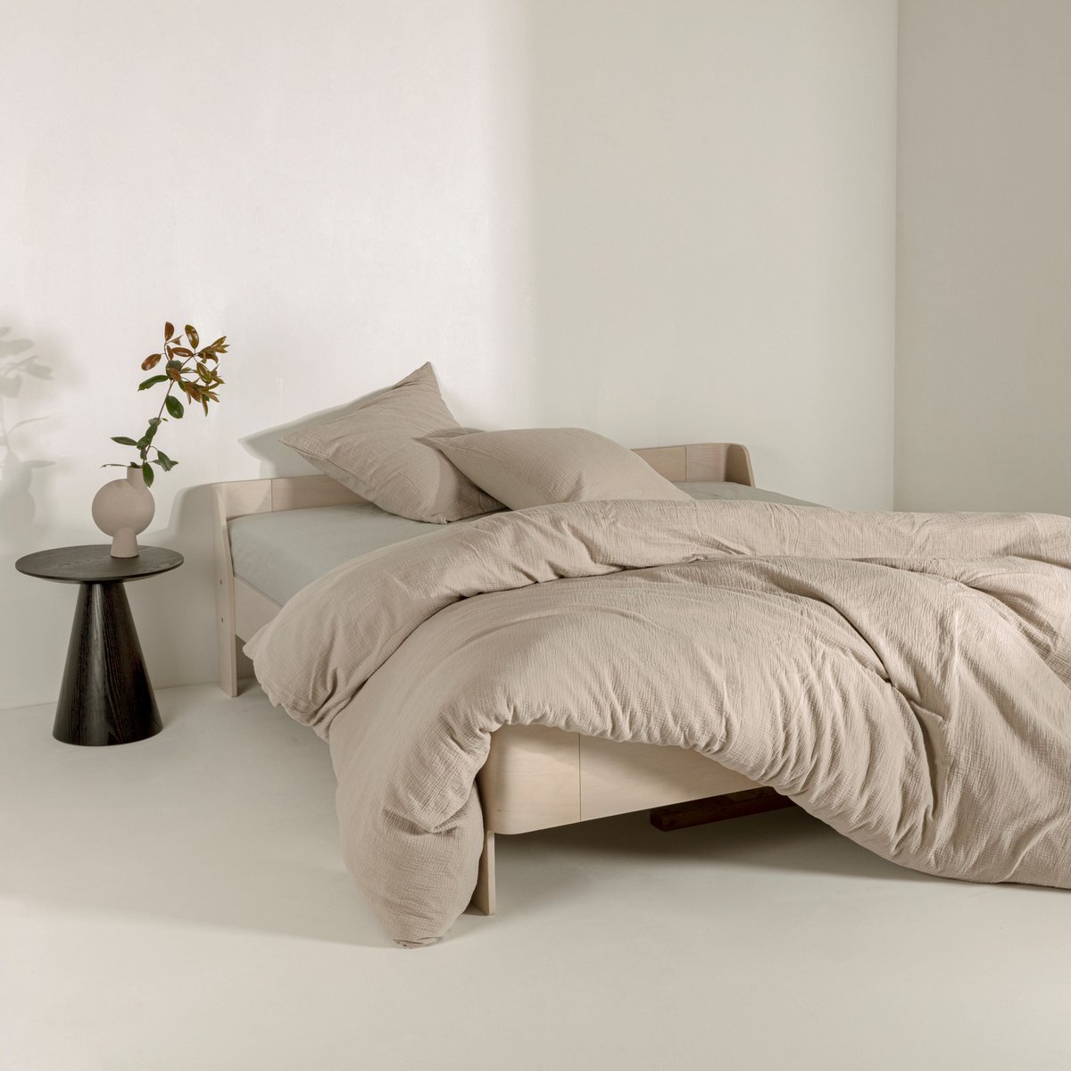 Dekbedovertrek katoen mousseline beige