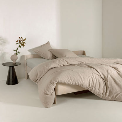 Dekbedovertrek katoen mousseline beige