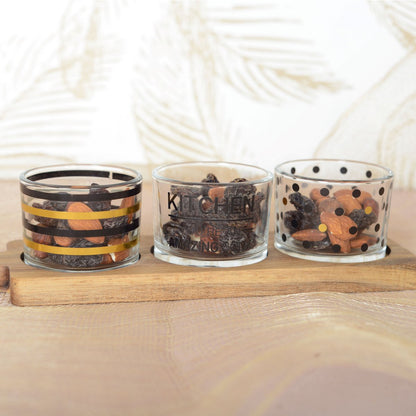 Aperitif Set of 3 glasses with wooden tray 29.5x8x6.1cm
