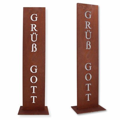 Roestbord Grüß Gott 71 cm metaal