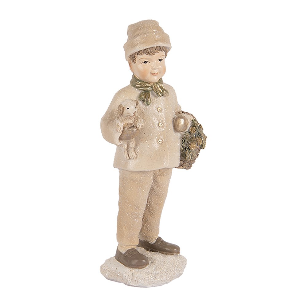 Beeld kind 9x7x18 cm beige kunststof