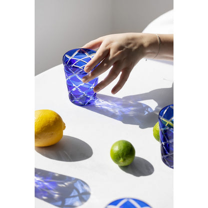 Mok Dio set van 4 blauw rood glas 0,23L