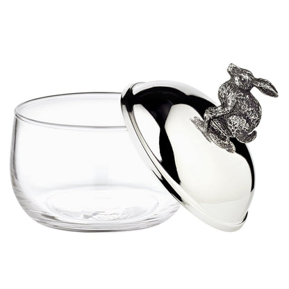 Voorraadpot konijn glas verzilverd 12 cm