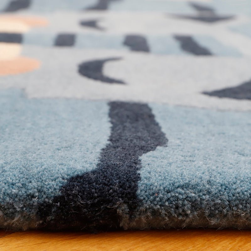Kindertapijt tijger 65x125 cm wol blauw