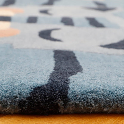 Kindertapijt tijger 65x125 cm wol blauw