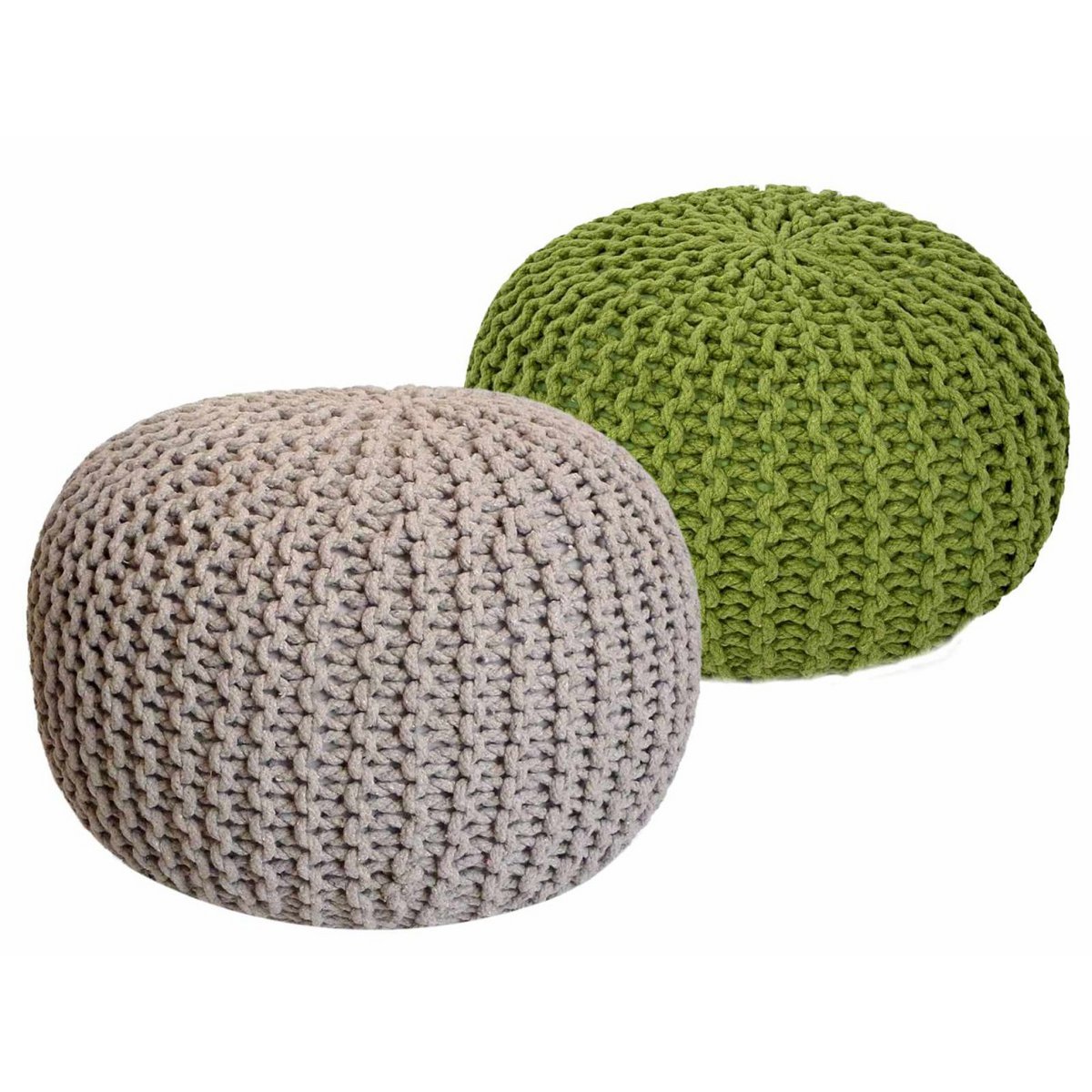 Poef set 2 stuks Ø55x37 cm grofgebreid