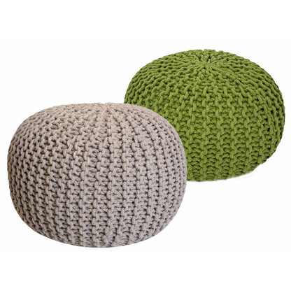Poef set 2 stuks Ø55x37 cm grofgebreid