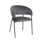 Fauteuil grijs fluweel matzwart metaal 55x50x80 cm