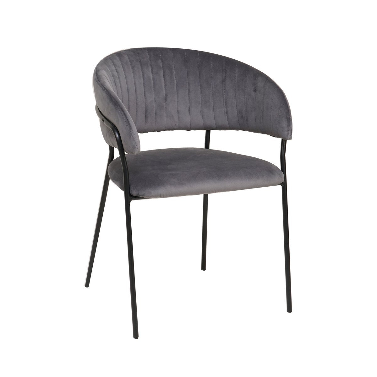 Fauteuil grijs fluweel matzwart metaal 55x50x80 cm