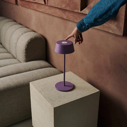 Hugo Violet Lilac Rechargeable Table Lamp - Stylish, dimmable lamp & wireless