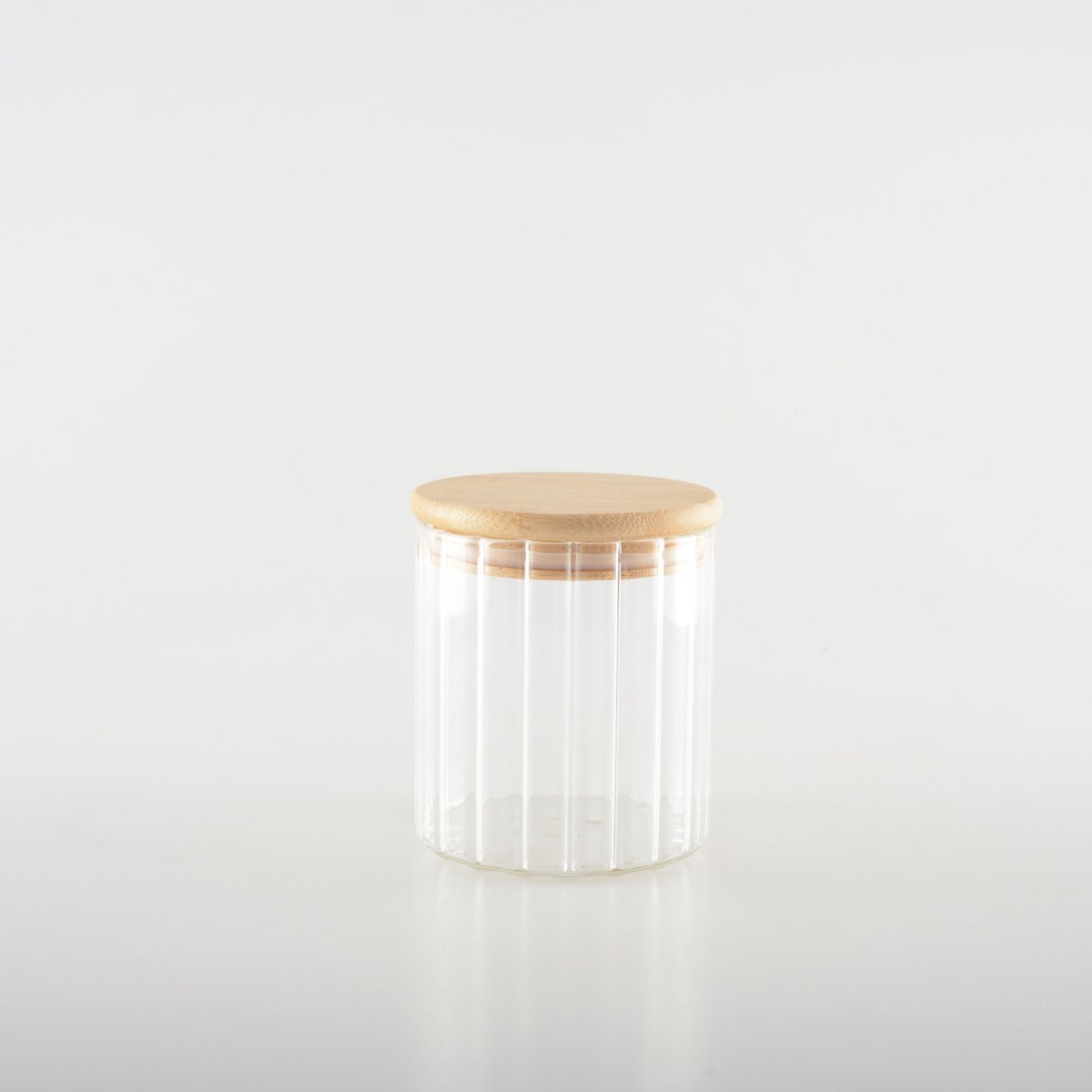 Opbergpot glas hout 9x9x10 cm