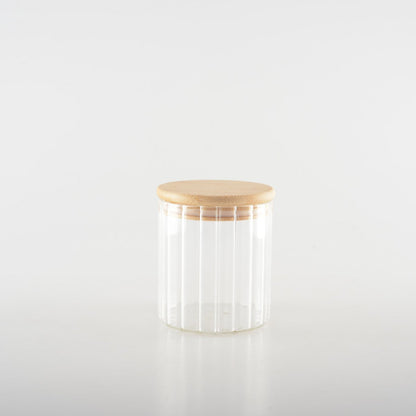 Opbergpot glas hout 9x9x10 cm
