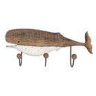 Wandkapstok 3 haken walvis 53x10x23 cm hout bruin wit