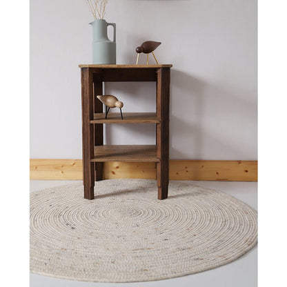 Vloerkleed rond 160 cm wol katoen havermout