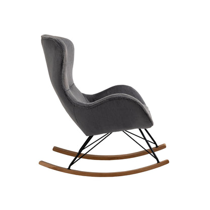 Rocking chair in dark grey lambskin look