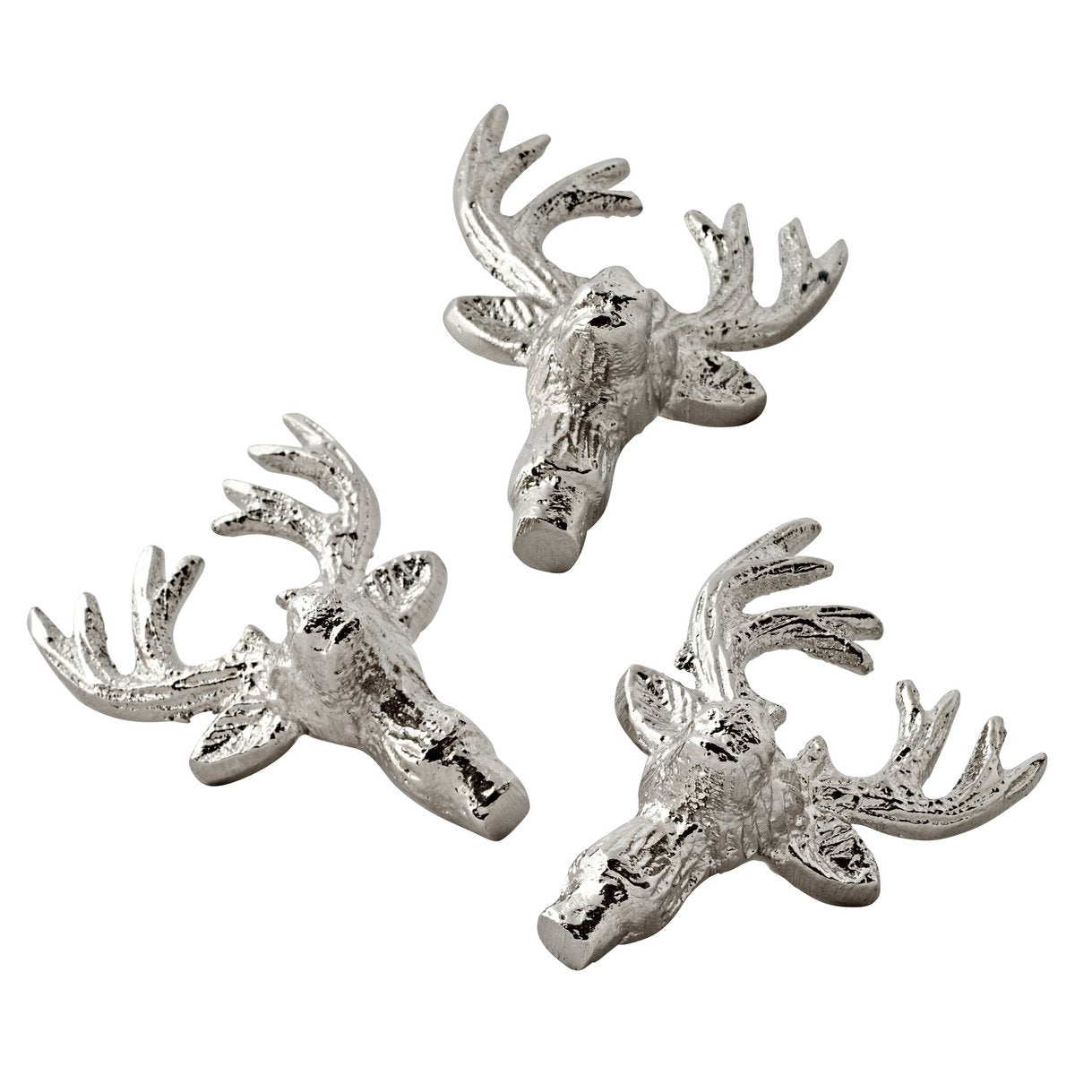 Kandelaars set van 3 elanden 6 cm vernikkeld aluminium