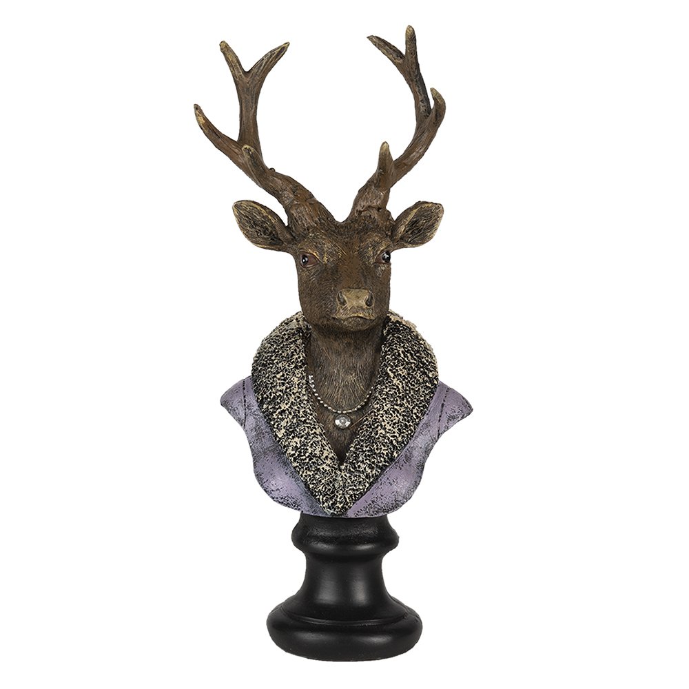 Beeld hert 10x9x23 cm polyresin bruin paars