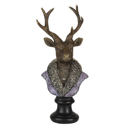 Beeld hert 10x9x23 cm polyresin bruin paars