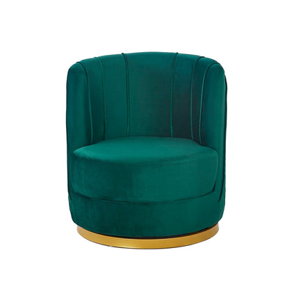 Draaifauteuil groen fluweel goudkleurig onderstel