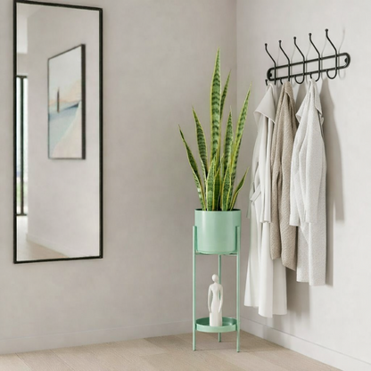Bloempot met standaard 19x60 cm groen ijzer