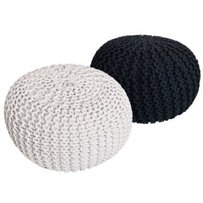 Poef set 2 stuks Ø55x37 cm grofgebreid