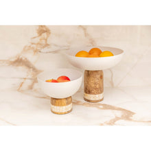 Wooden white fruit bowl large model 25.5x25.5x22 cm