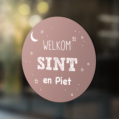 Welkom sint en piet sticker Ø30-60 cm