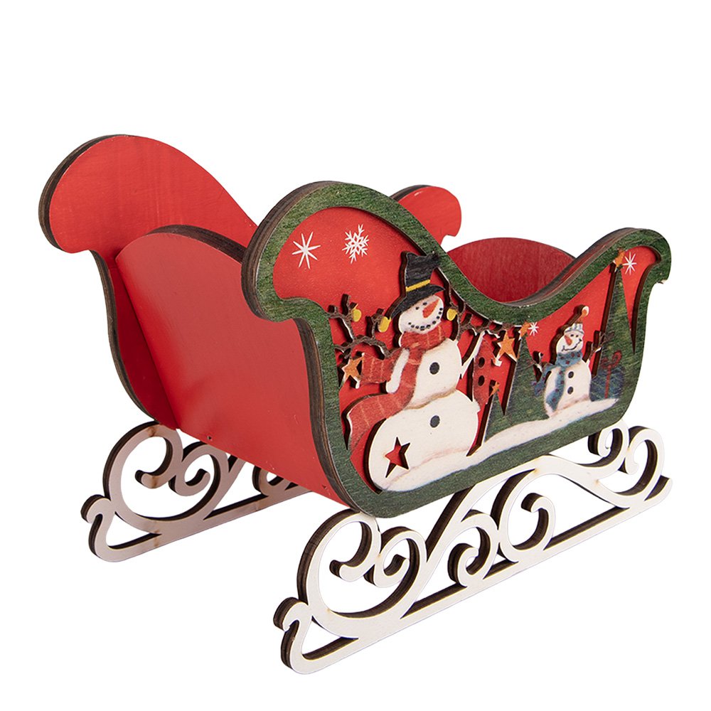 Kerstdecoratie Beeld Slee Rood Hout