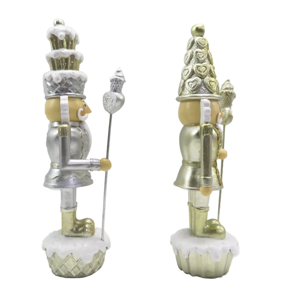 Notenkraker beeld set 2 stuks 23 cm goud zilver kunststof