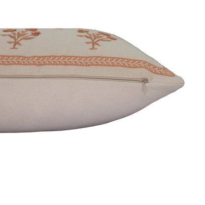 Kussenhoes 45x45 cm beige oranje bloemen