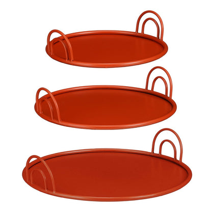 Dienblad set van 3 rood ijzer