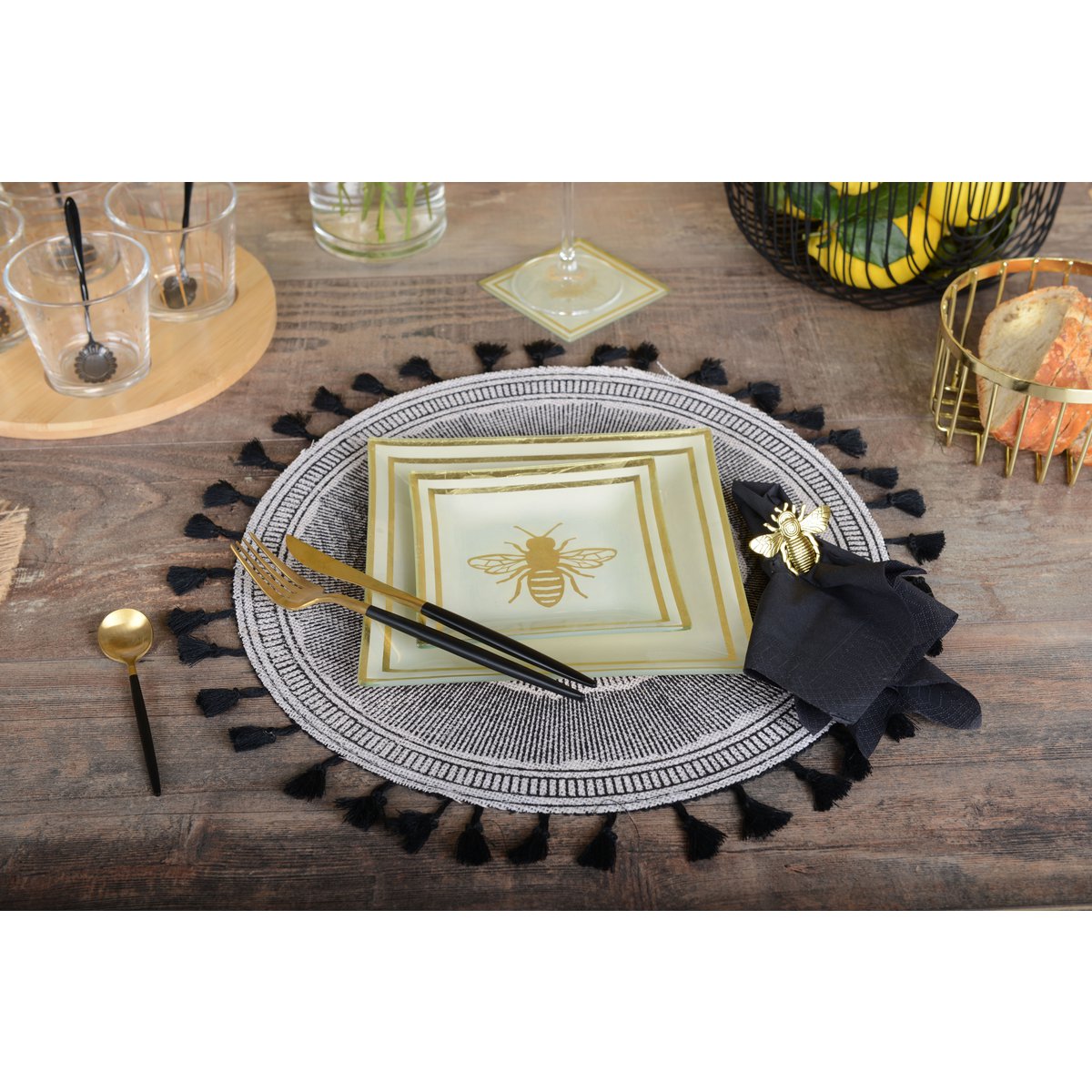 Placemat jute 37x37 cm zwart