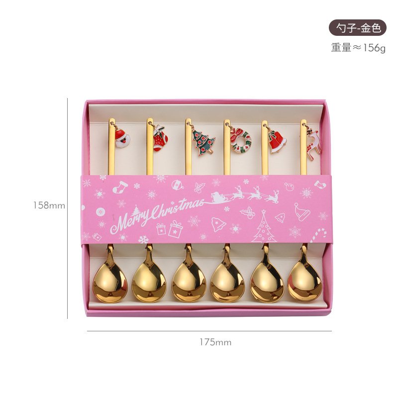 Koffielepels 6 stuks goudkleurig metaal 15 cm