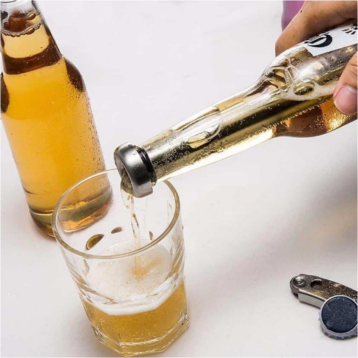 Bierkoeler roestvrij staal met flesopener 2 stuks