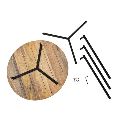 Salontafel Zijtafel Vast Hout 56 Cm Metalen Frame Zwart